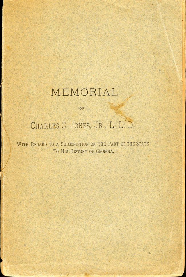 Item #11092 Memorial of Charles C. Jones, Jr. L. L. D. Charles C. Jr Jones.