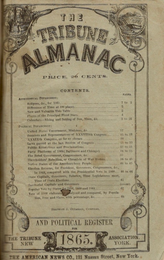 Item #11333 The Tribune Almanac and Political Register for 1865. American News Co.