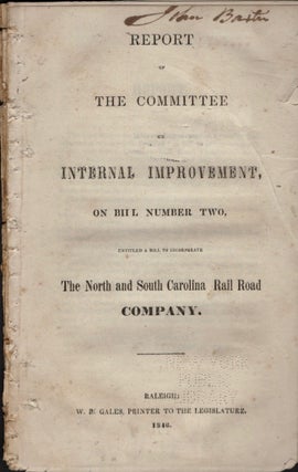 Item #11696 Report of the Committee of Internal Improvement, On Bill Number Two, Entitled A Bill...