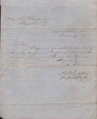 (2) United States Army documents addressed to Major Thomas B. Eastland at Brazos Island, Texas and signed by Amos Beebe Eaton