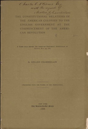 Item #11992 The Constitutional Relations of the American Colonies to the English Government at...