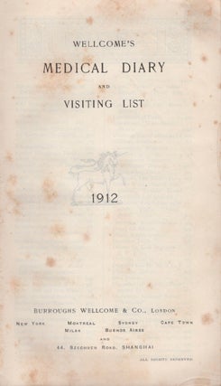 Item #12814 Wellcome's Medical Diary and Visiting List 1913. Burroughs Wellcome, Co