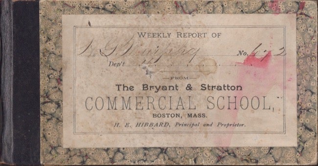 Item #12964 Weekly Report Book of the Bryant & Stratton Commercial School. Bryant, Stratton Commercial School.