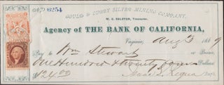 Item #13513 1869 Gould & Curry Silver Mining Company, Agency of the Bank of California check...