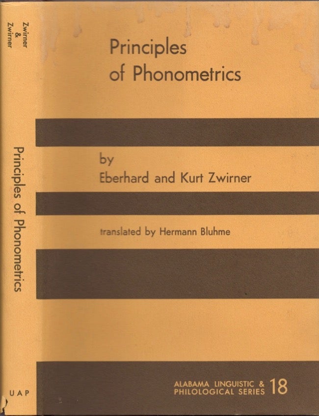 Item #14773 Principles of Phonometrics. Eberhard Zwirner, Kurt Zwirner.