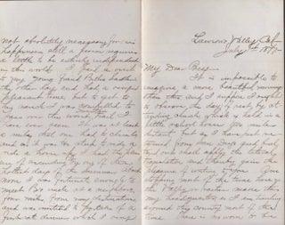 Item #15771 1877 Letter written from Lawson's Valley, California regarding Work, Climate, Living...