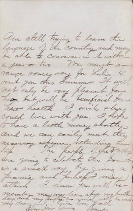 1877 Letter written from Lawson's Valley, California regarding Work, Climate, Living and Traveling