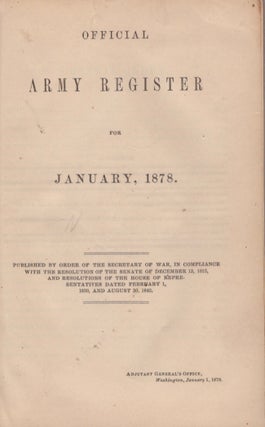 Item #15825 Official Army Register for January, 1878. United States Army