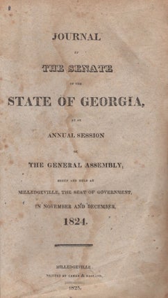 Item #15911 Journal of the Senate of the State of Georgia, At An Annual Session of the General...