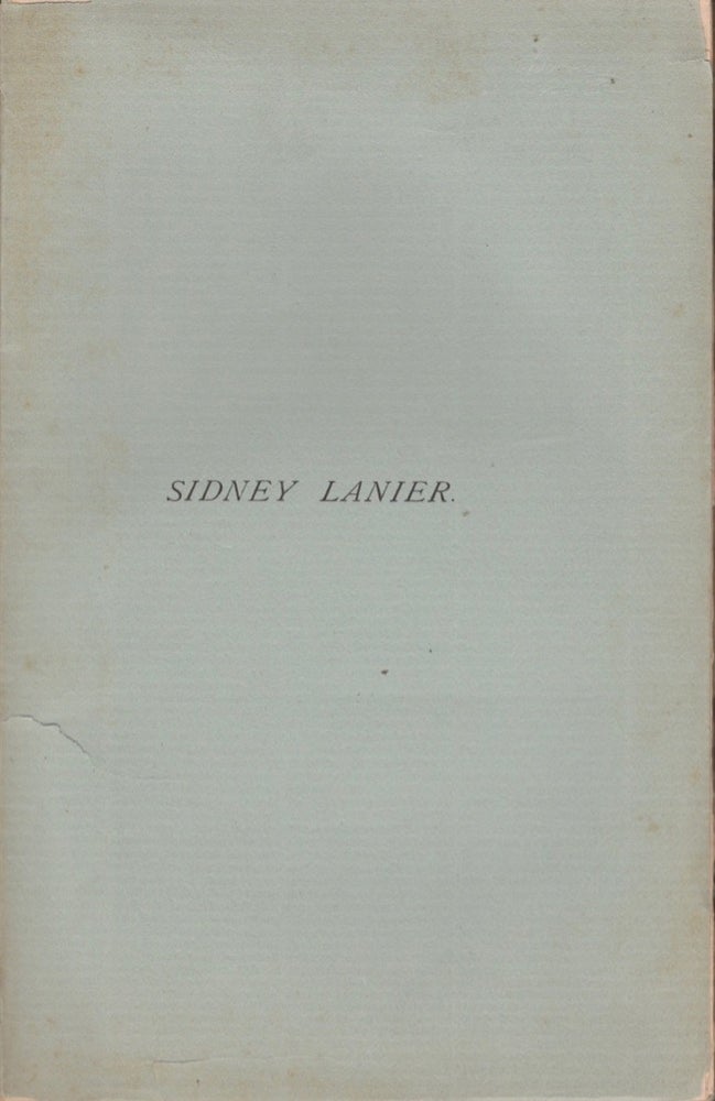 Item #15963 A Brief Sketch of the Life and Writings of Sidney Lanier. Charles N. West.