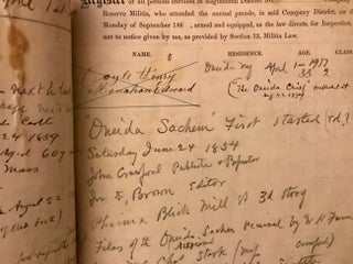 Delinquent Return of the Reserve Militia, Co. H, 101st Regimental District for 1866. New York. [AND] Hand written, 1850's-1860 copied historical information from Oneida Sachem Newspaper, Oneida, Madison County, New York.