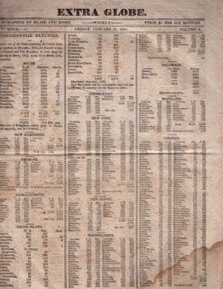 Item #16806 Extra Globe. Friday, January 29, 1841. Blair and Rives