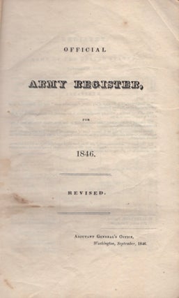Item #16869 Official Army Register for 1846. Revised. United States Army
