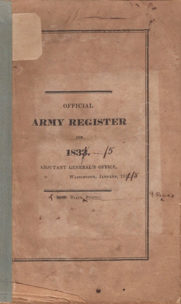 Item #16870 Official Army Register for 1833. United States Army.