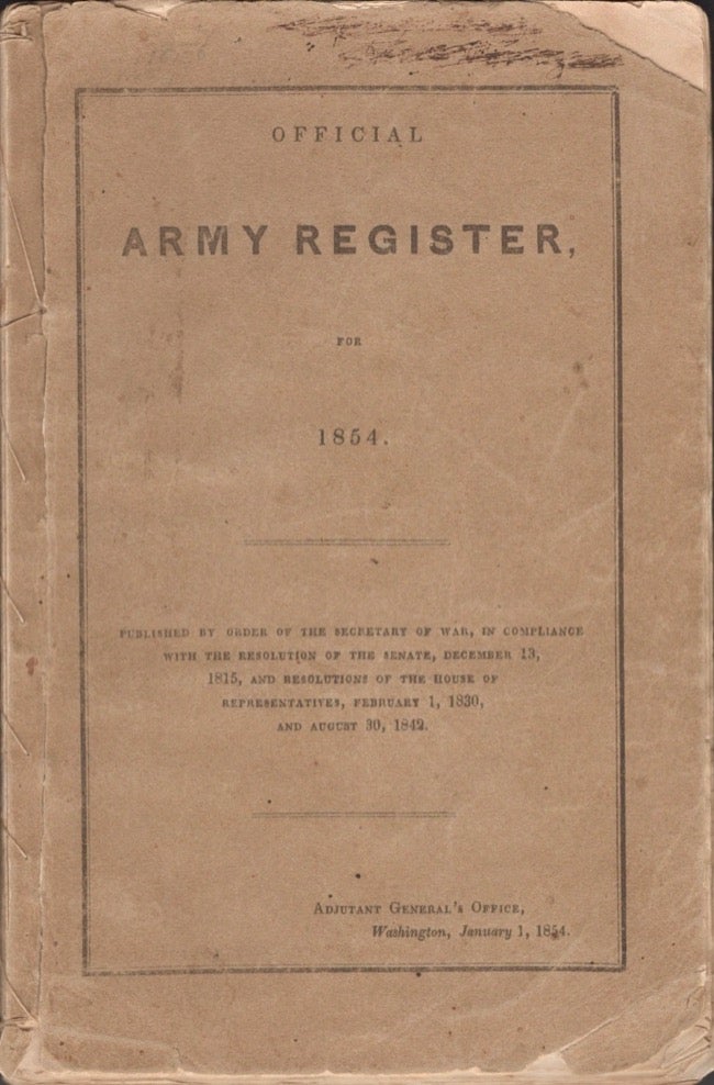 Item #16965 Official Army Register for 1854. United States Army.
