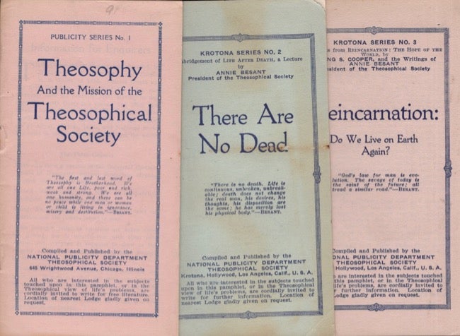 Item #17147 Theosophical Society. Annie Besant, Irving S. Cooper, L. W. Rogers, Max Wardall.