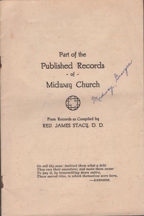 Item #17182 Part of the Published Records of Midway Church. Rev. James D. D. Stacy