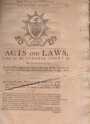 Item #18298 Acts and Laws, Passed by the General Court of Massachusetts: At the Session Begun and...