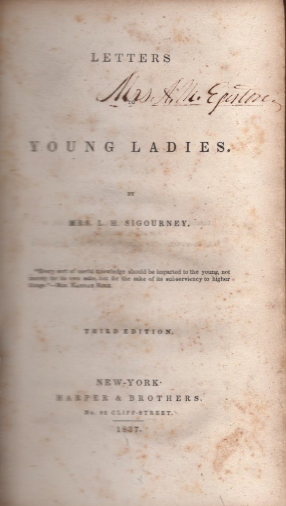 Item #18387 Letters to Young Ladies. Mrs. L. H. Sigourney.