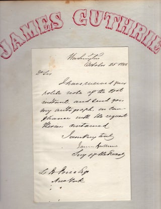 Item #18492 1856 James Guthrie Autograph Letter Signed (ALS) pasted down on a single sheet of...