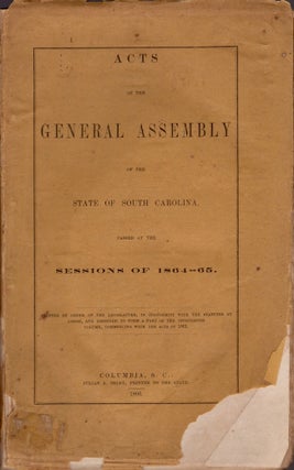 Item #18746 Acts of the General Assembly of the State of South Carolina Passed at the Sessions of...