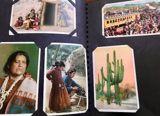 Vintage Postcard Album of color illustrated scenes of Florida, Detroit, Chicago, Ohio, Minnesota, Iowa, Wisconsin, Colorado, New Mexico, Wyoming, Utah, Missouri, New Orleans, Grand Canyon, Yellowstone.