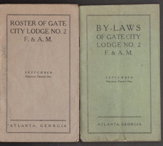 Item #19322 Roster of Gate City Lodge No. 2 F. & A.M. September Nineteen Twenty-One [AND] By-Laws...