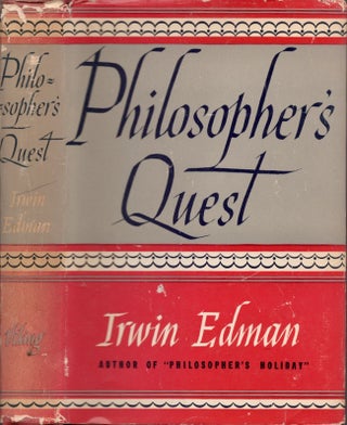 Item #19618 Philosopher's Quest. Irwin Edman