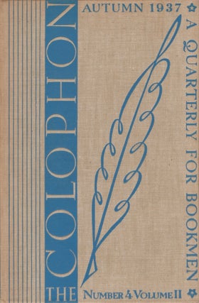Item #21479 The Colophon new series A Quarterly for Bookmen. Autumn 1937. Frederick B. Jr. Adams,...