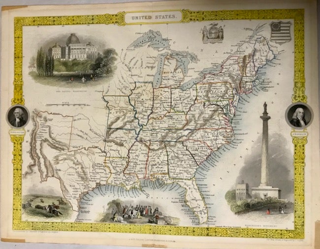 Item #22634 United States 1851 Hand Colored Map. John Tallis, John Rapkin, engraver.
