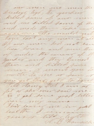 Confederate soldier's February 1, 1862 reply to Mr. E Ward, Rock Island, Tennessee while camped at Pocotaligo, near Yemassee South Carolina.