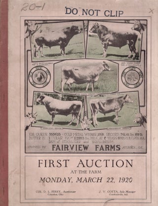 Item #23150 First Auction At The Farm Monday, March 22, 1920. Inc. Atlanta Fairview Farms