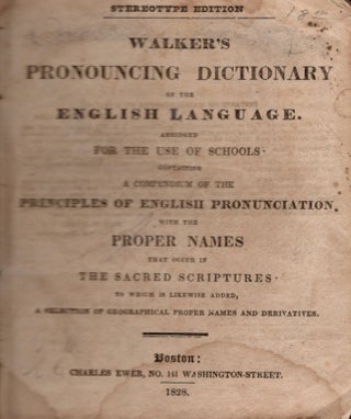 Item #23405 Walker's Pronouncing Dictionary of English Language. Mr. Walker