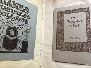 Ca. 1910 Two large scrapbooks of Banks Business College, Philadelphia Pa. Marketing, Brochures, News Clippings, Pictures, etc.