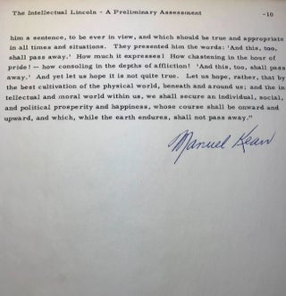 1973 collection of copied typed addresses and information related to Abraham Lincoln read before the Lincoln Civil War Society of Philadelphia