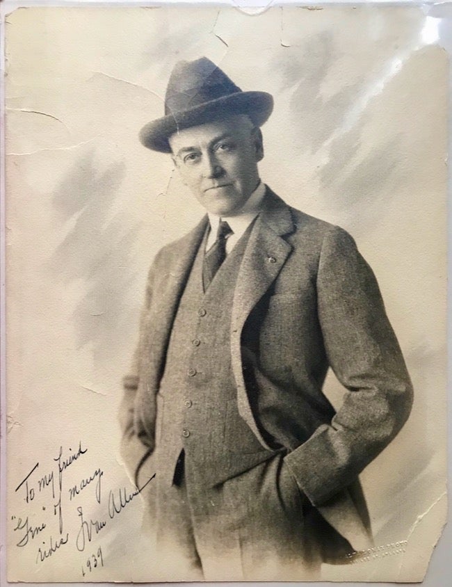 Item #23519 1939 photograph portrait of Ivan Allen, of Atlanta Georgia, inscribed and signed. Ivan Allen Sr., Photograph Studio Alfa Lomax, Georgia, Atlanta.