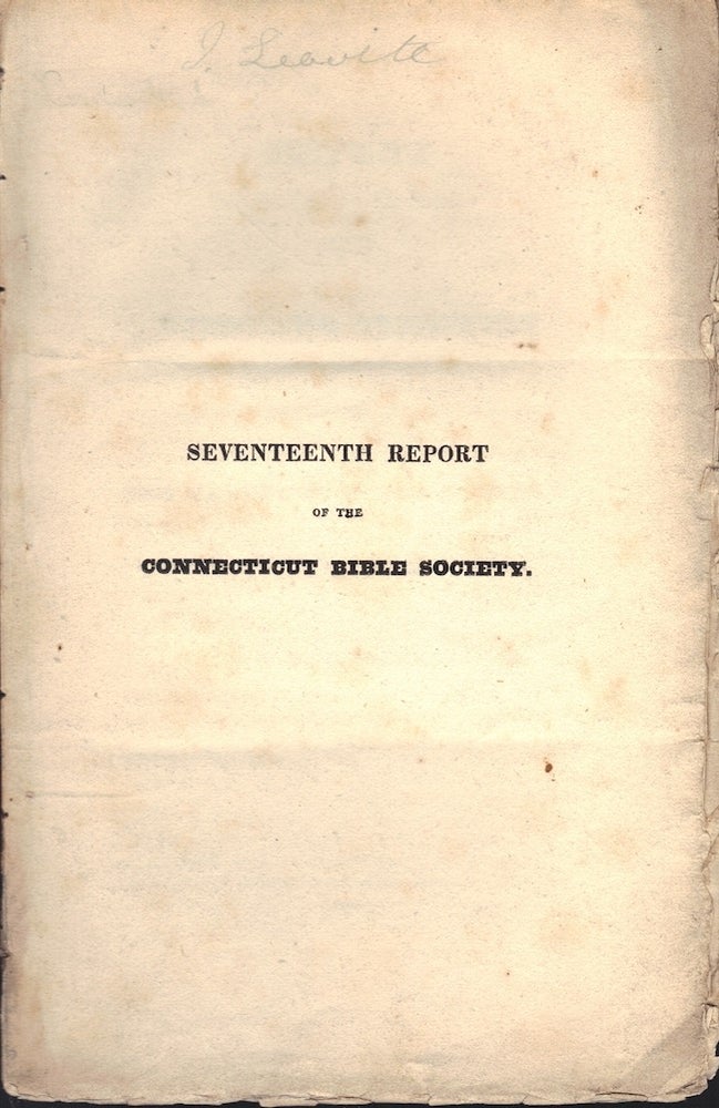 Item #23931 Report of the Directing Committee of the Connecticut Bible Society: Exhibited to the Society at Their Meeting, May 11, 1826. Connecticut Bible Society.