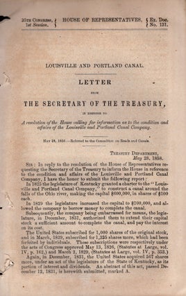 Item #24832 Louisville and Portland Canal. Letter from the Secretary of the Treasury, In Response...