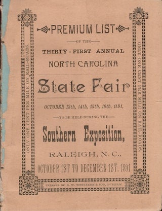 Item #24970 Premium List of the Thirty First Annual North Carolina State Fair October 13th, 14th,...
