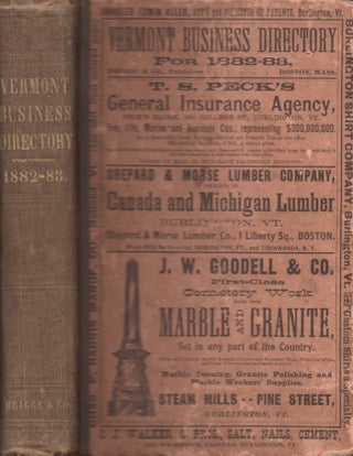 Item #24979 The Vermont Business Directory, For 1882-83. A Complete Index to the Mercantile,...