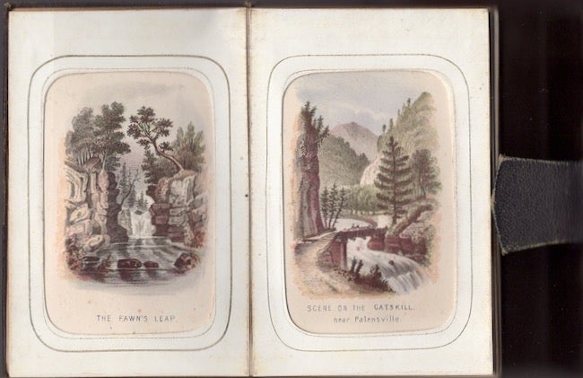 Item #25584 Vintage 19th Century Pocket Photograph Album with Color illustrated views of the Catskills and Upper New York. Catskills, New York.