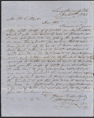 Item #25596 Long Swamp Florida, January 25, 1863 signed letter from Joshua L. McGahagin business...
