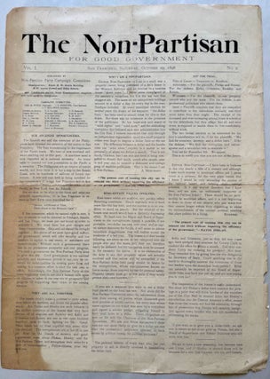 Item #25620 The Non-Partisan For Good Government. San Francisco, Saturday, October 29, 1898. Vol....