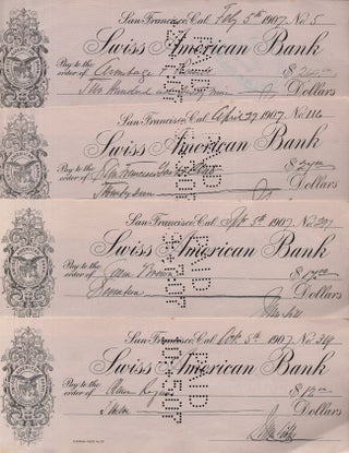 10 Canceled San Francisco Checks from 1906, 1907