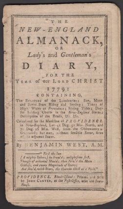 Item #25656 The New England Almanack, or Lady's and Gentleman's Diary, For The Year of our Lord...