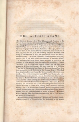 Item #26074 Abigail Adams (A short disbound biographical sketch rebound in black buckram with her...