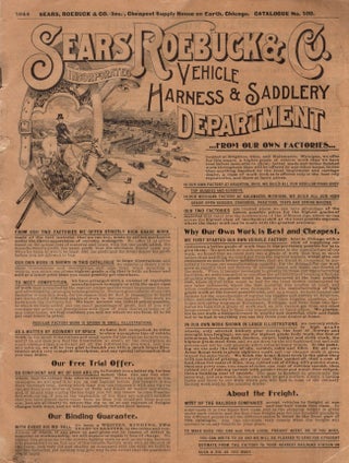 Item #26140 Sears Roebuck & Co. Vehicle Harness & Saddlery Department. Catalogue No. 109. Sears...
