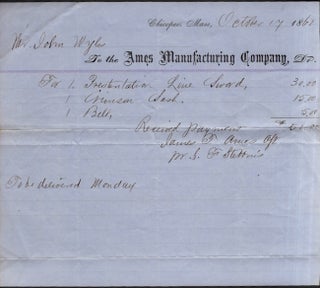 Ames Sword Co., Chicopee, Mass. Illustrated Advertisement and 1862 Ames Manufacturing Company Receipt
