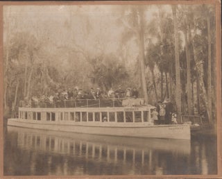 Item #26290 Circa 1880 Photograph of the Steamer "Cherokee" and a group of tourists on the...