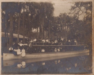 Item #26373 Photograph of the boat "Cherokee" and a group of tourists. Cherokee Steamboat,...